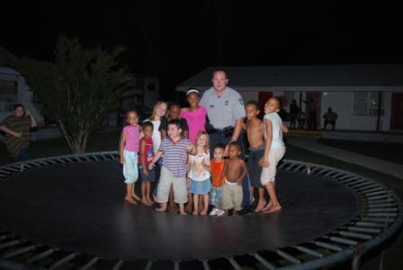 Skippy on Trampoline with children