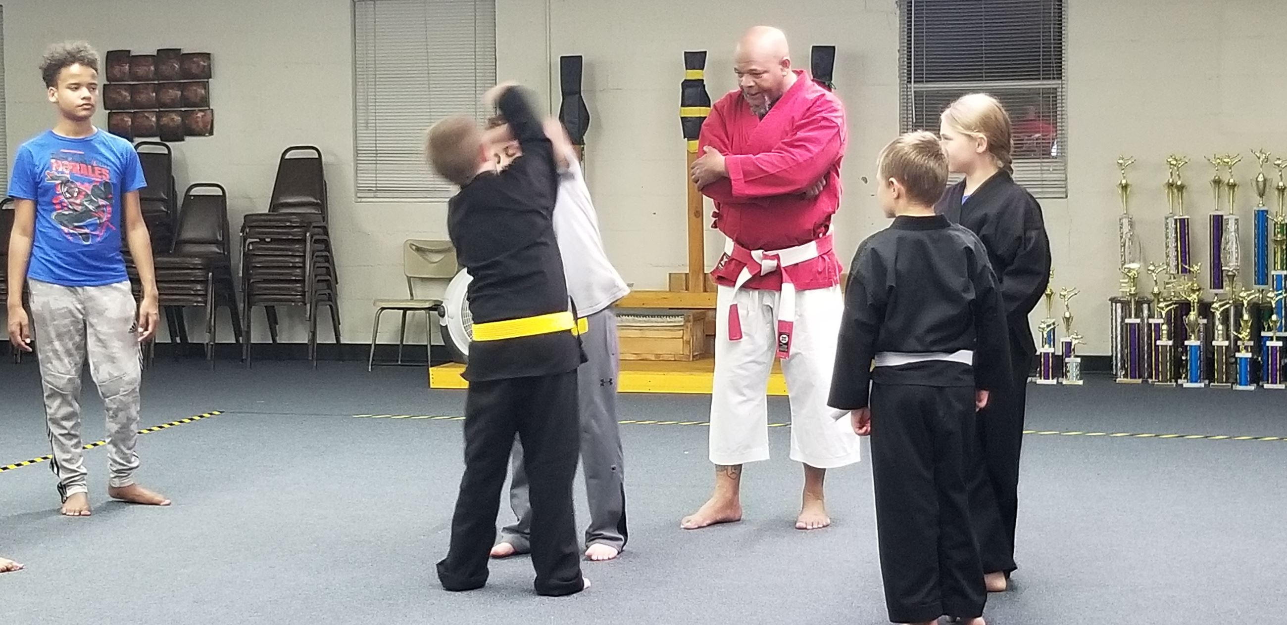 In Action Karate Class Image with Sensei Harris at South Street